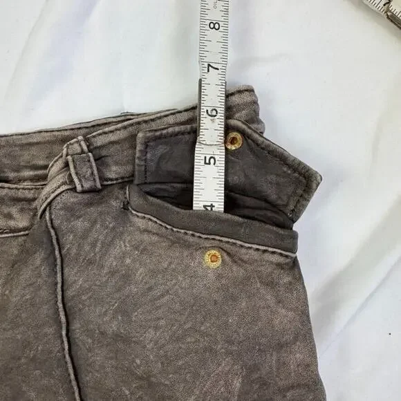 Doma Lamb Leather Mini Shorts 28" S Grey Brown Washed Vintage Finish $500 - Picture 7 of 16